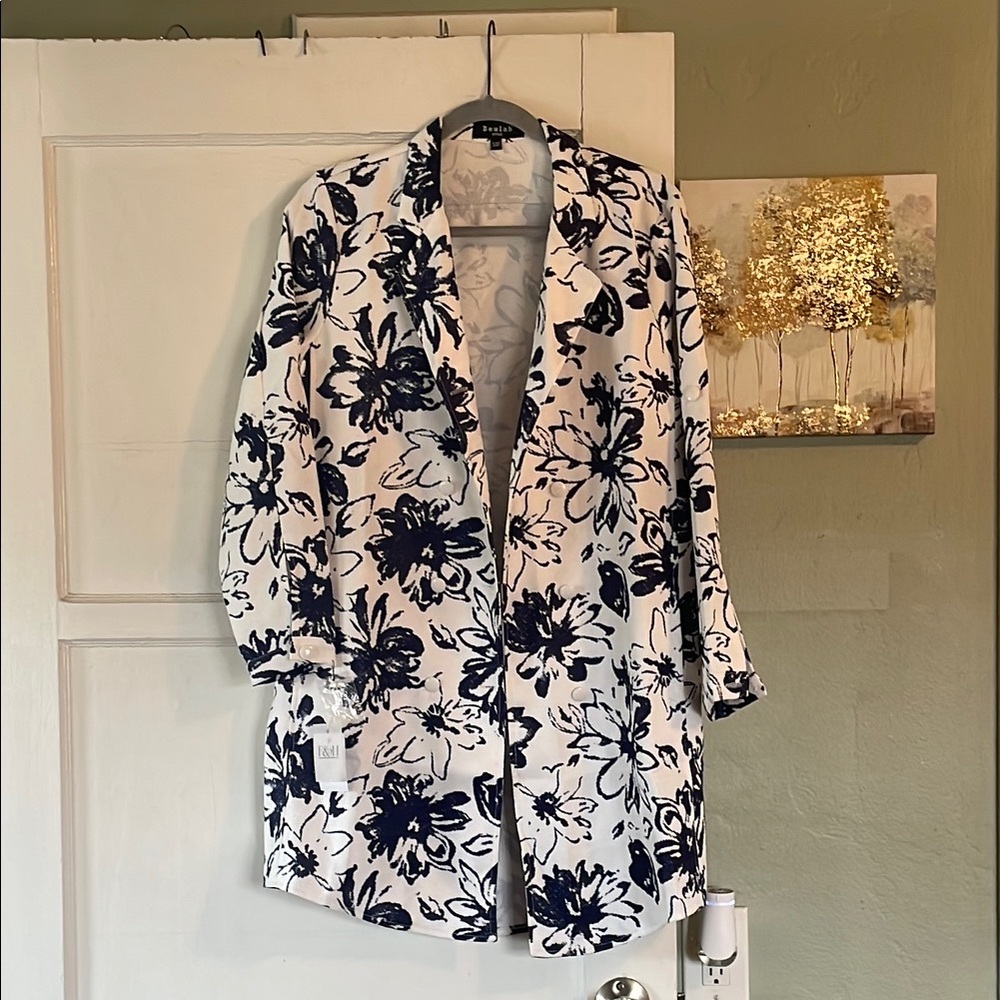 Floral Navy and White Coat